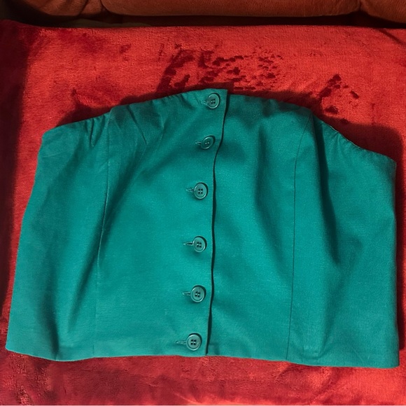 Forever 21 Teal Button-Up Crop Top - Picture 1 of 3